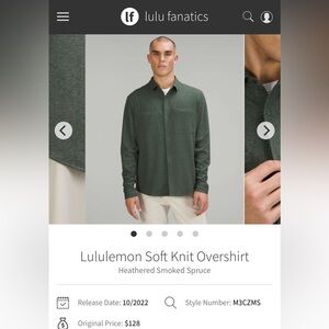 NWOT Men’s Lululemon Soft Knit Overshirt Sz medium *heather smoked spruce*